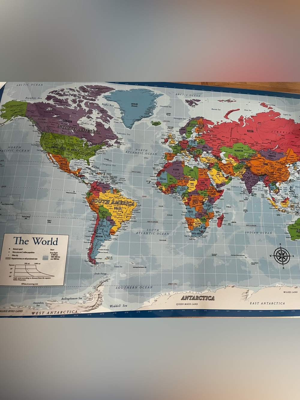 New World Laminated Map Double Sided Reversible 17.5x28.5” Geographical